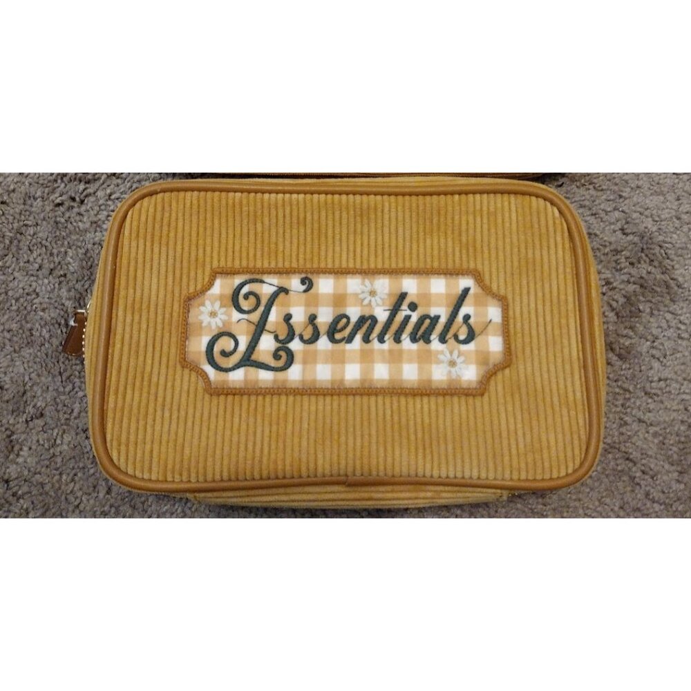 Stoney Clover Lane Cozy Cottage honeycomb corduroy double zip pouch - SEE DESCR.